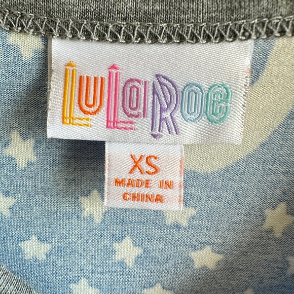 LuLaRoe Randy Baseball Tee Patriotic Popsicle Print Blue XS NWT Lightweight - Picture 3 of 11